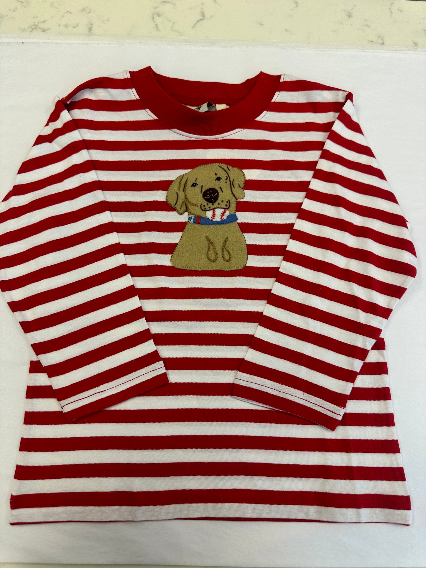 Red Stripe Lab w/ Baseball T-Shirt