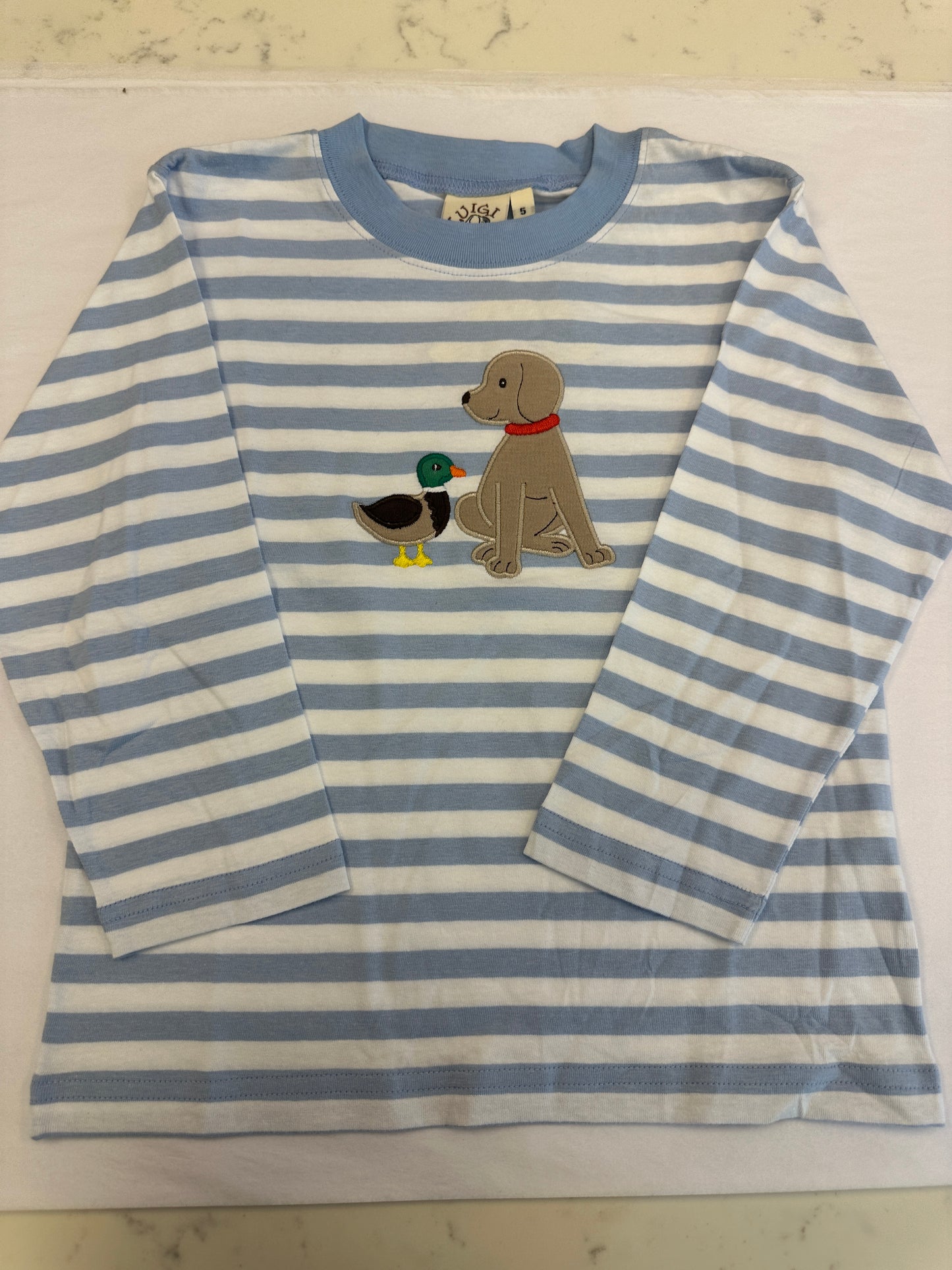 Blue Stripe Puppy w/ Mallard LS T-Shirt