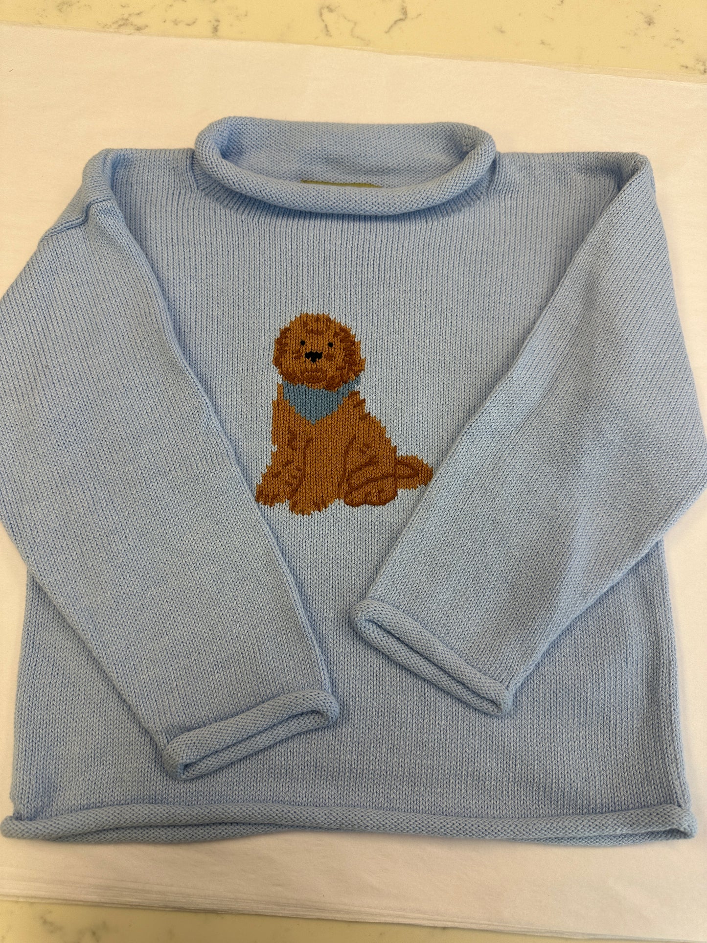 Golden Doodle Bandana Blue Sweater