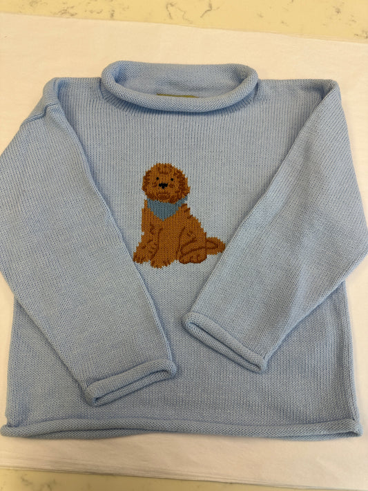 Golden Doodle Bandana Blue Sweater