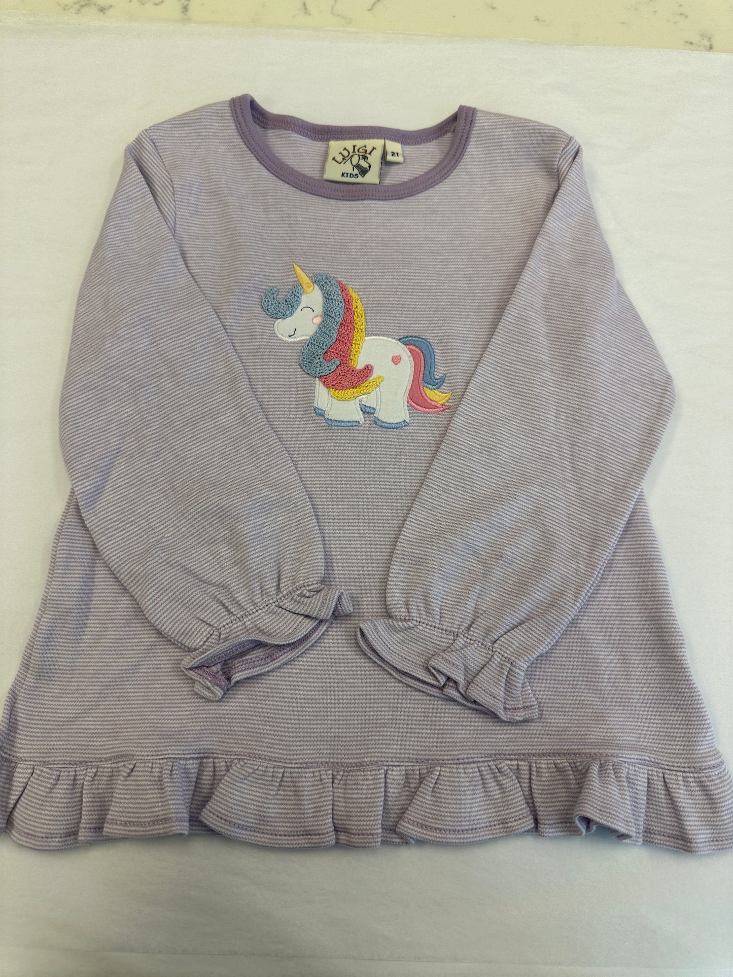 Purple Stripe LS Unicorn Top