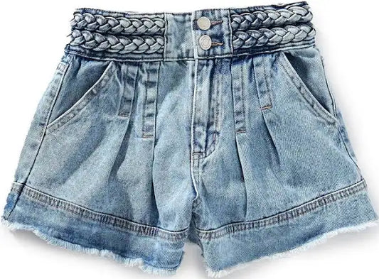 Braided Denim Shorts