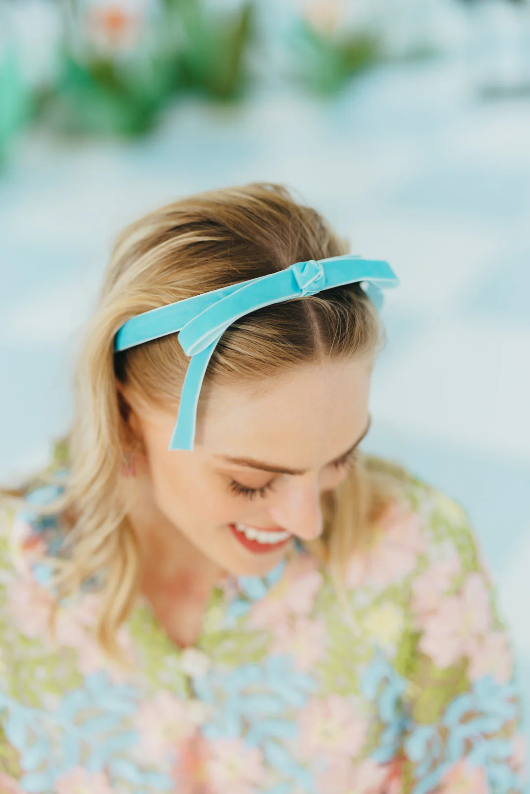 Thin Pastel Blue Ribbon Headband