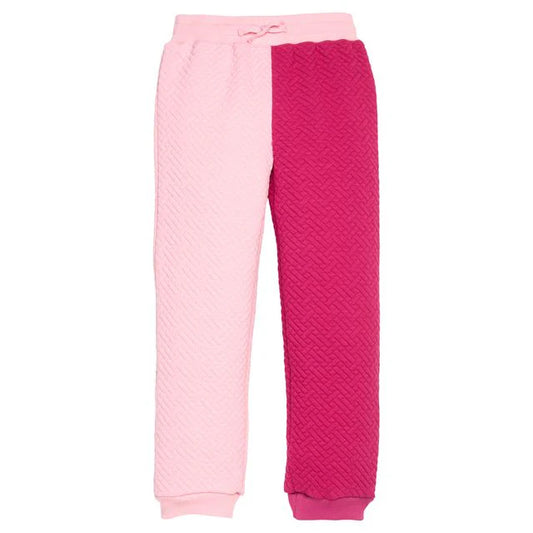 Color Block Jogger- Pink & Cranberry Quilted Trellis