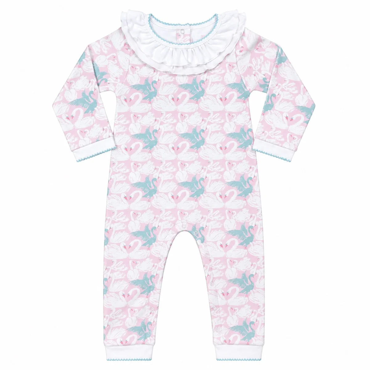 Girls Footless Playsuit with Ruffle Collar- Swan Lake