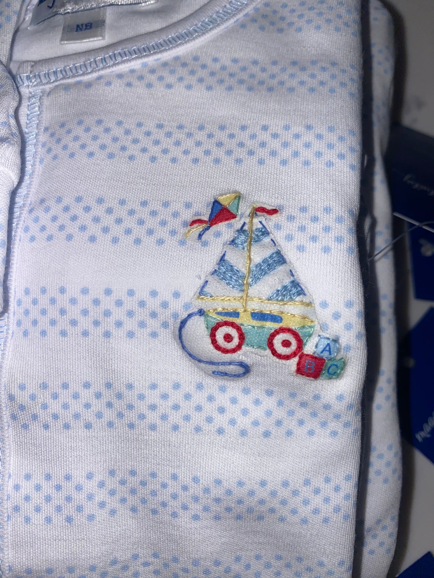 Vintage Sailboat Embroidered Footie