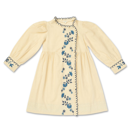 Florence Dress Macadamia with Embroidery