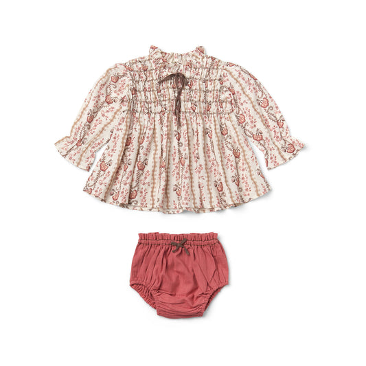 Little Parvati Set with Bloomers in Fall Vine Print