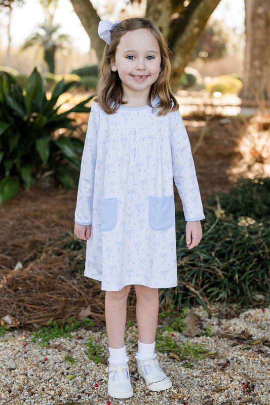 Lennon Dress Blue Bows