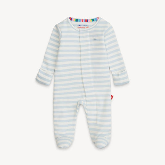 Blue Stripe Organic Cotton Footie