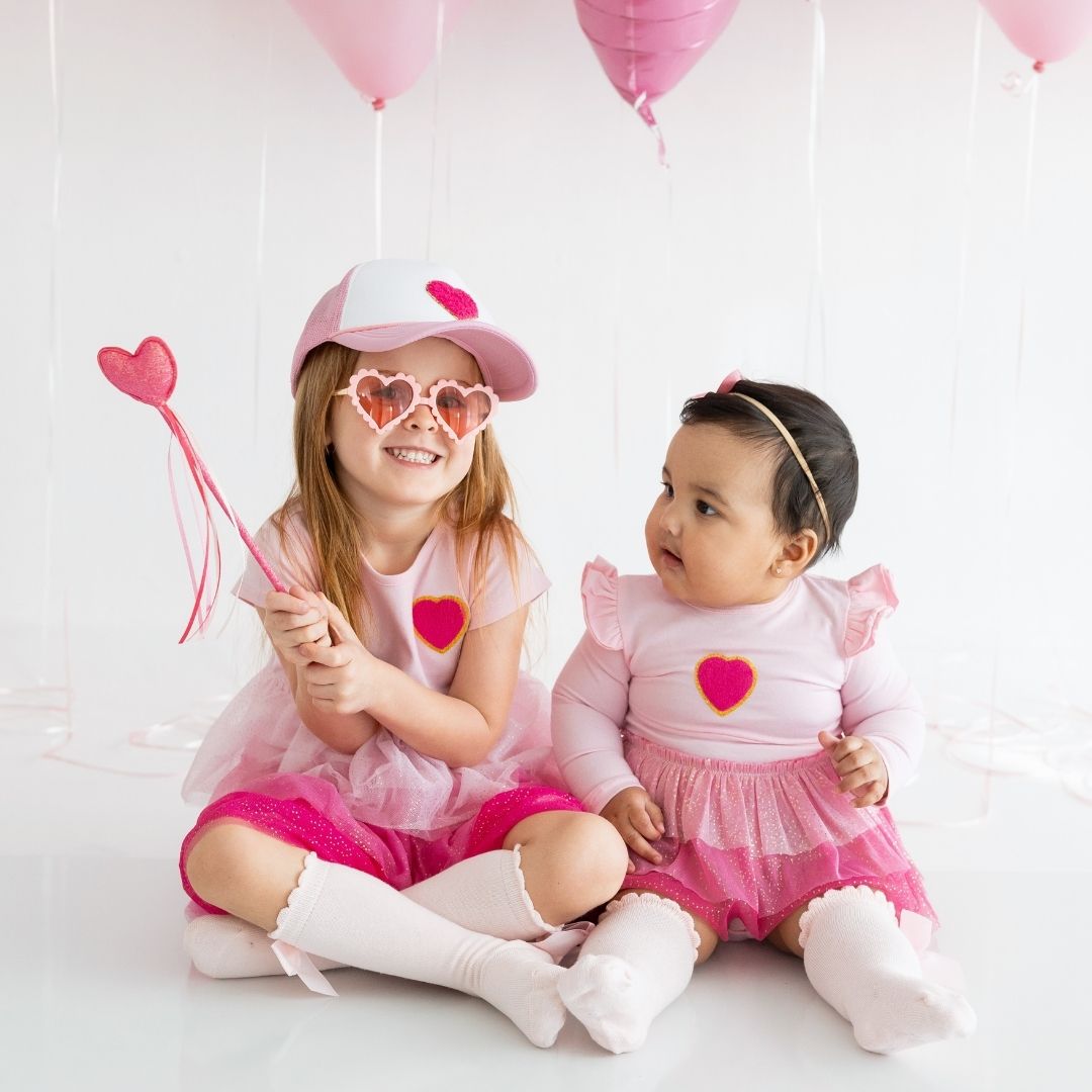 Pink Petal Valentine's Day Long Sleeve Tutu Bodysuit