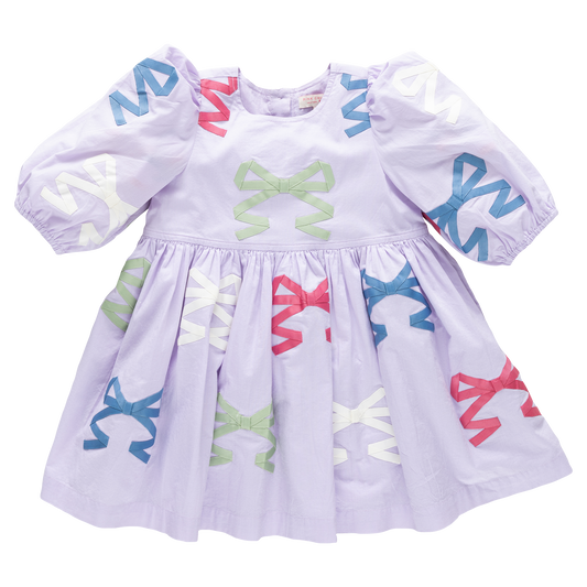 Brooke Dress Lavender Multi Bow Applique