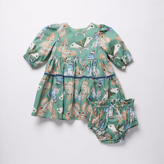 Maribelle Dress Set - Green Butterflies