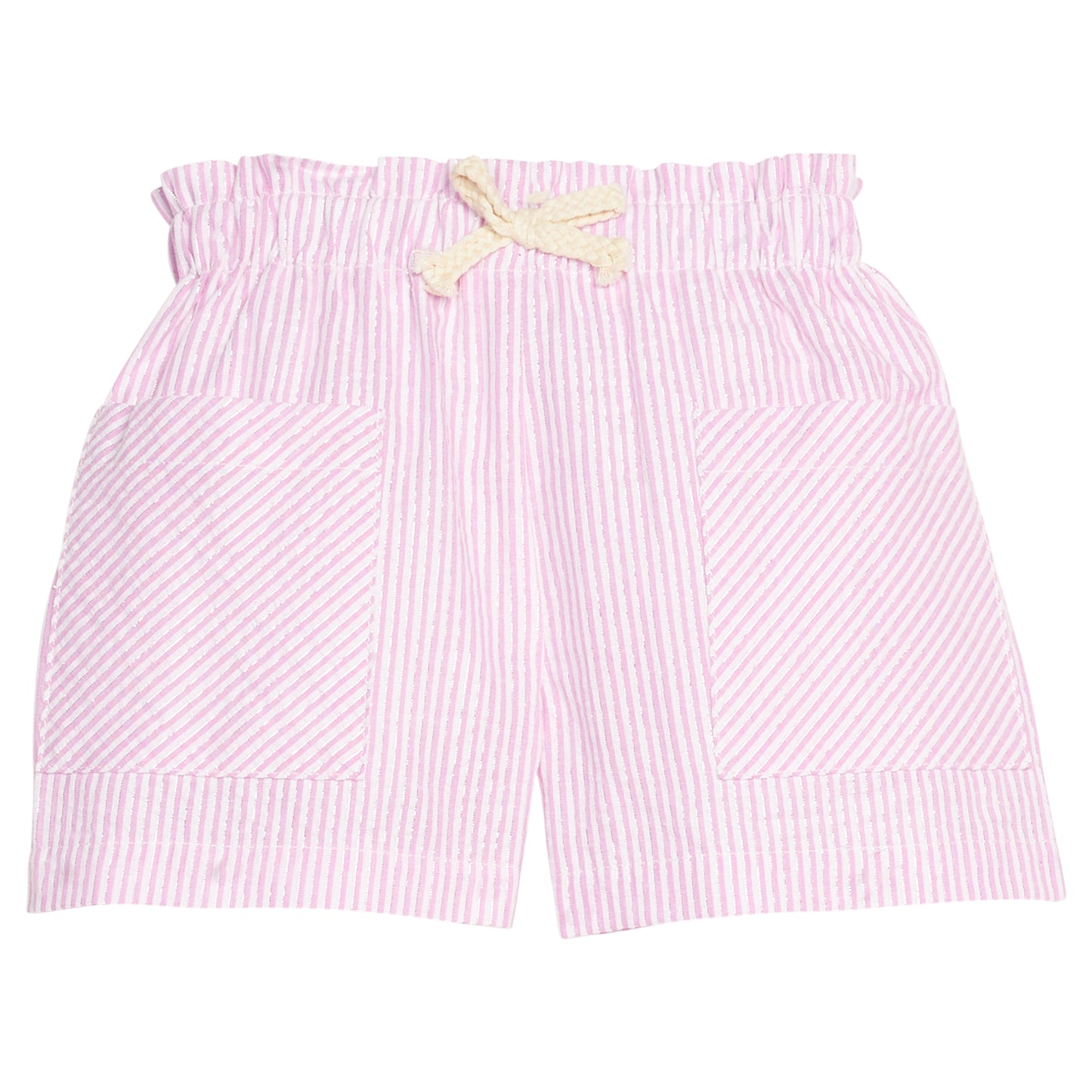 Pink Sparkle Seersucker Patch Pocket Shorts