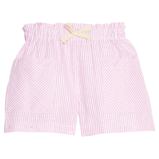 Pink Sparkle Seersucker Patch Pocket Shorts