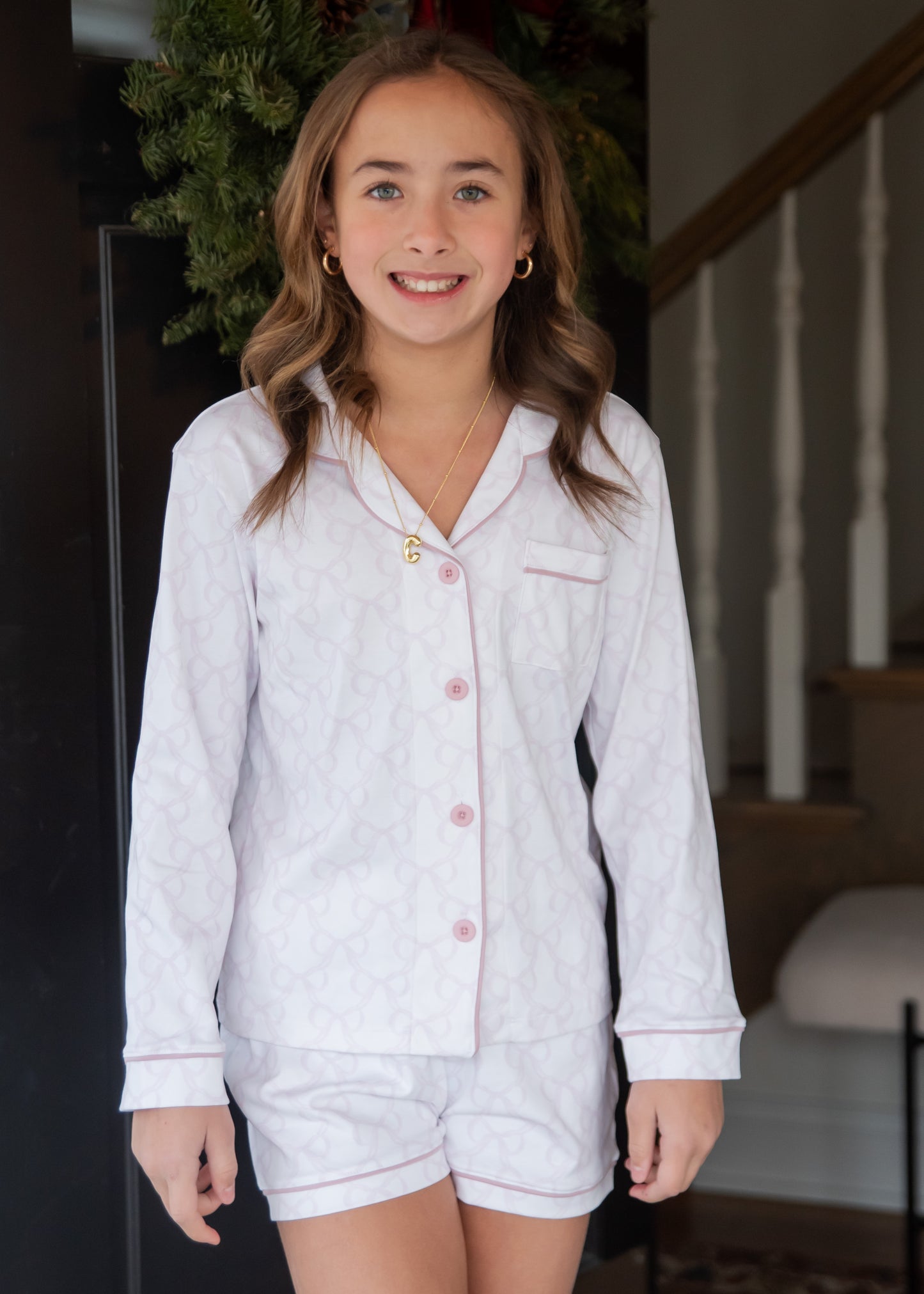 Lavender Bows Button Up Lounge Set