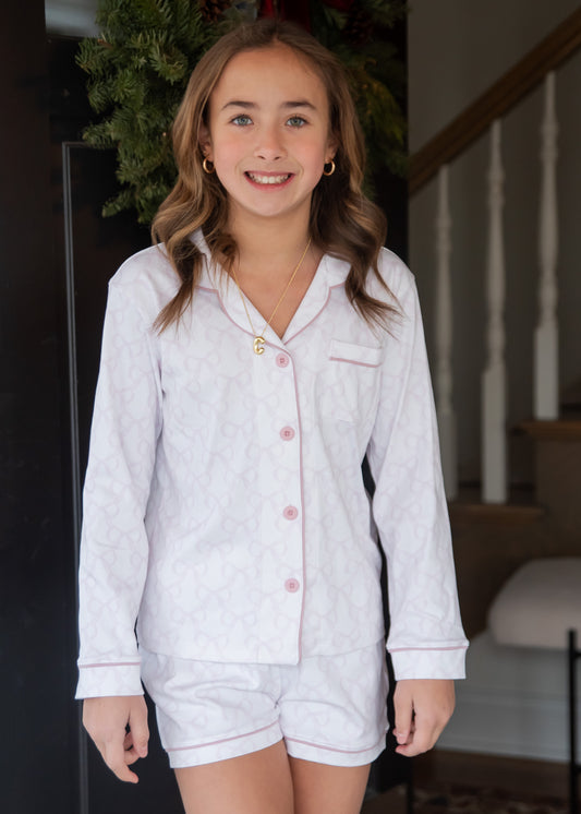 Lavender Bows Button Up Lounge Set