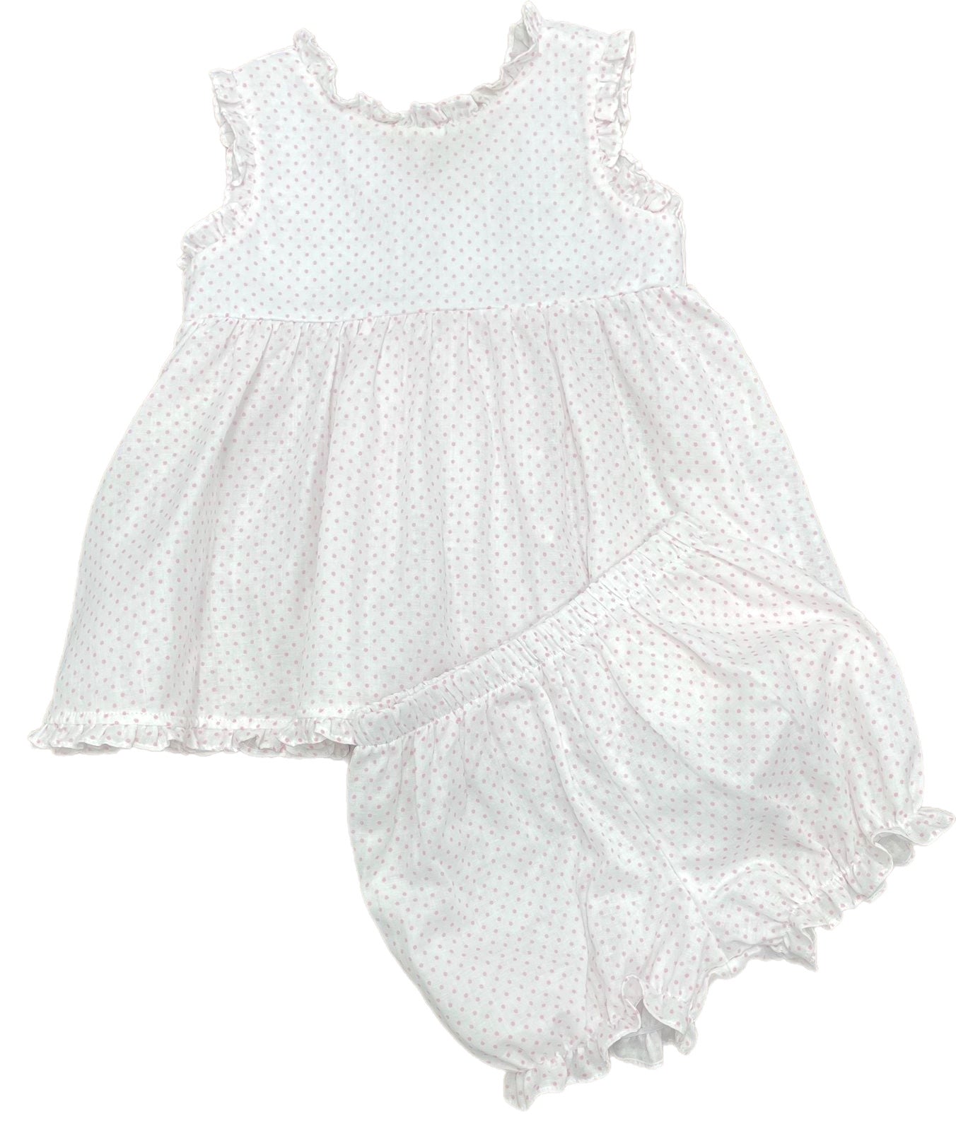 Sylvie Pink Dot Gauze Swing Back Bloomer Set