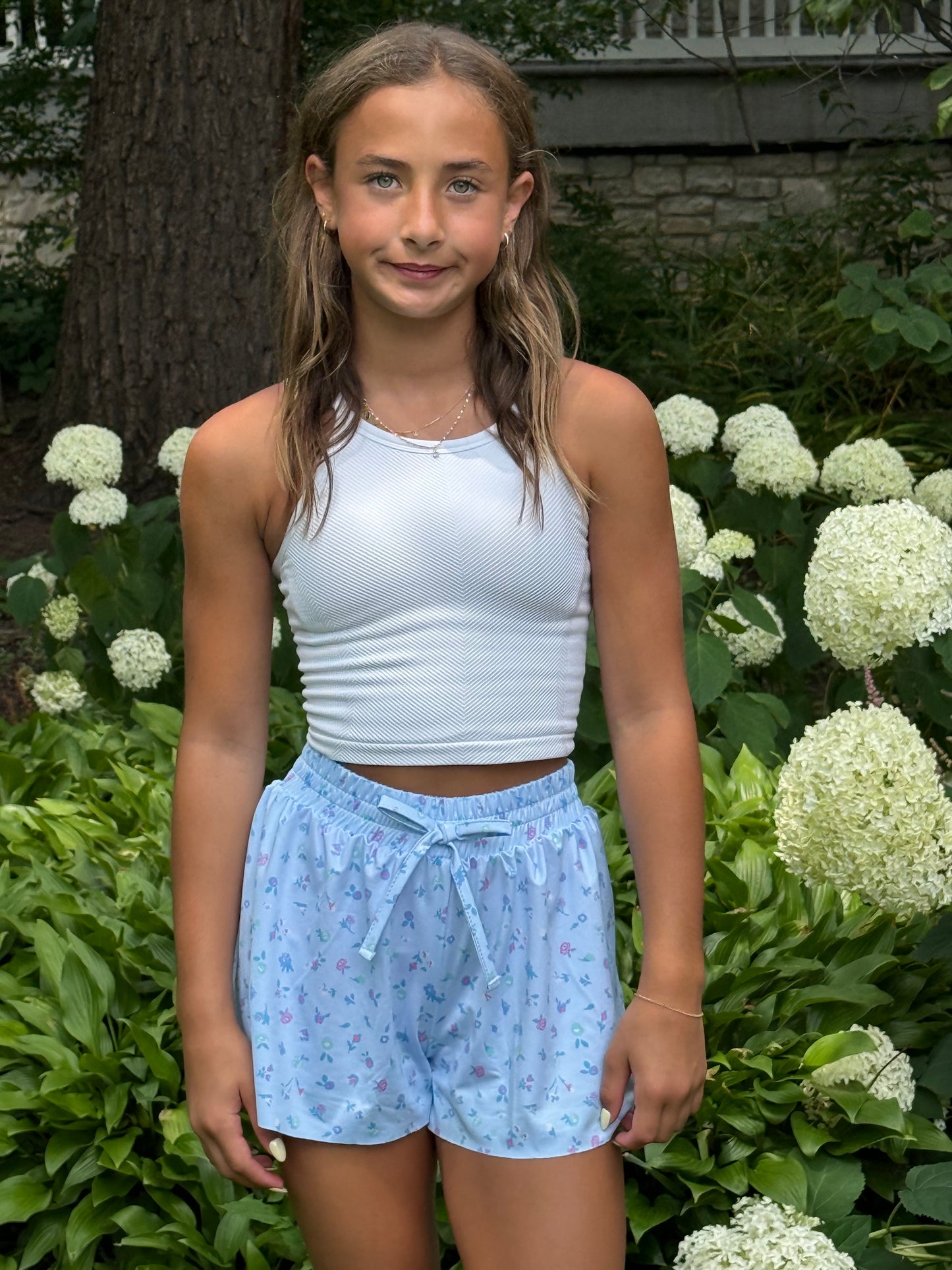 Blue Floral Butterfly Shorts