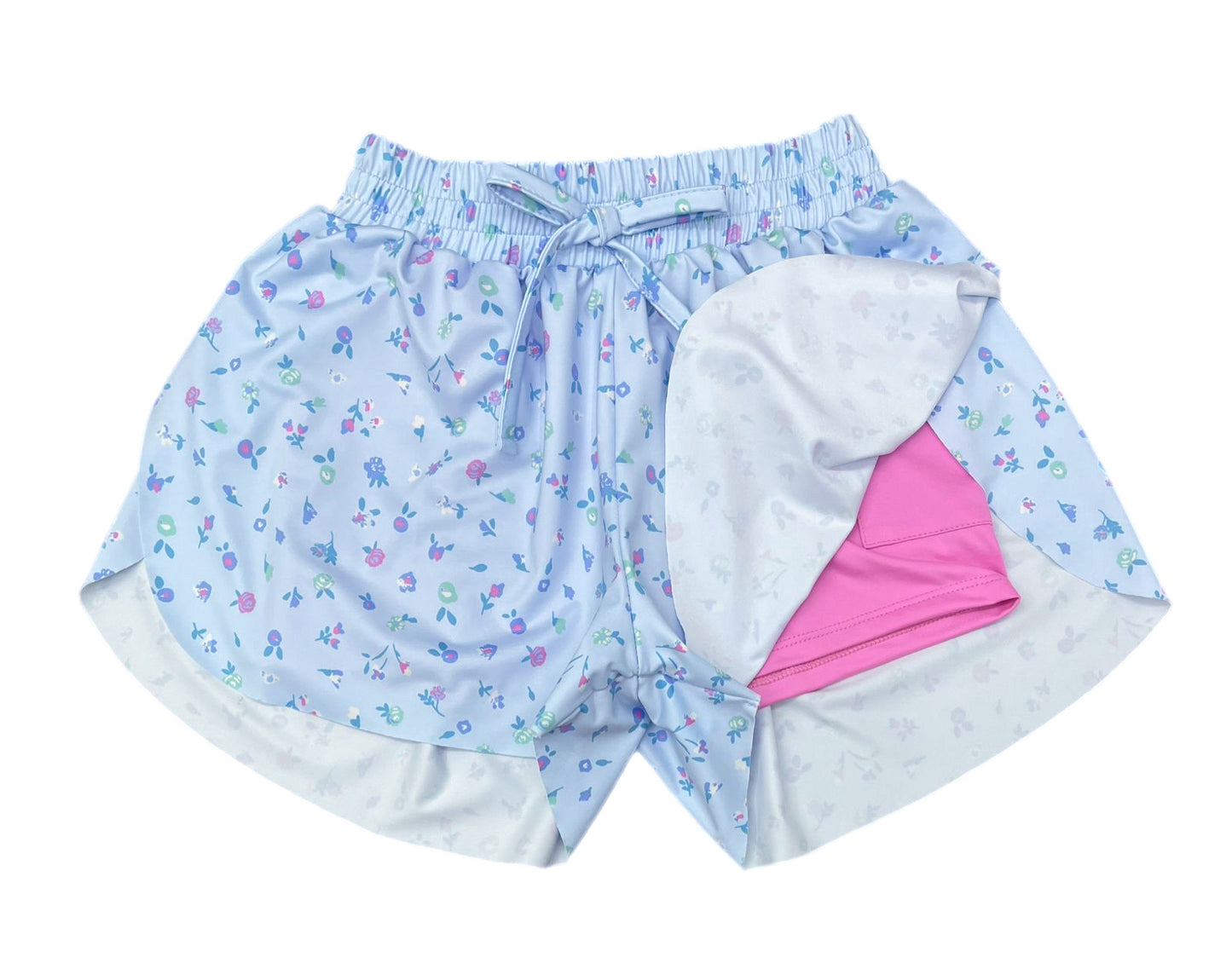 Blue Floral Butterfly Shorts