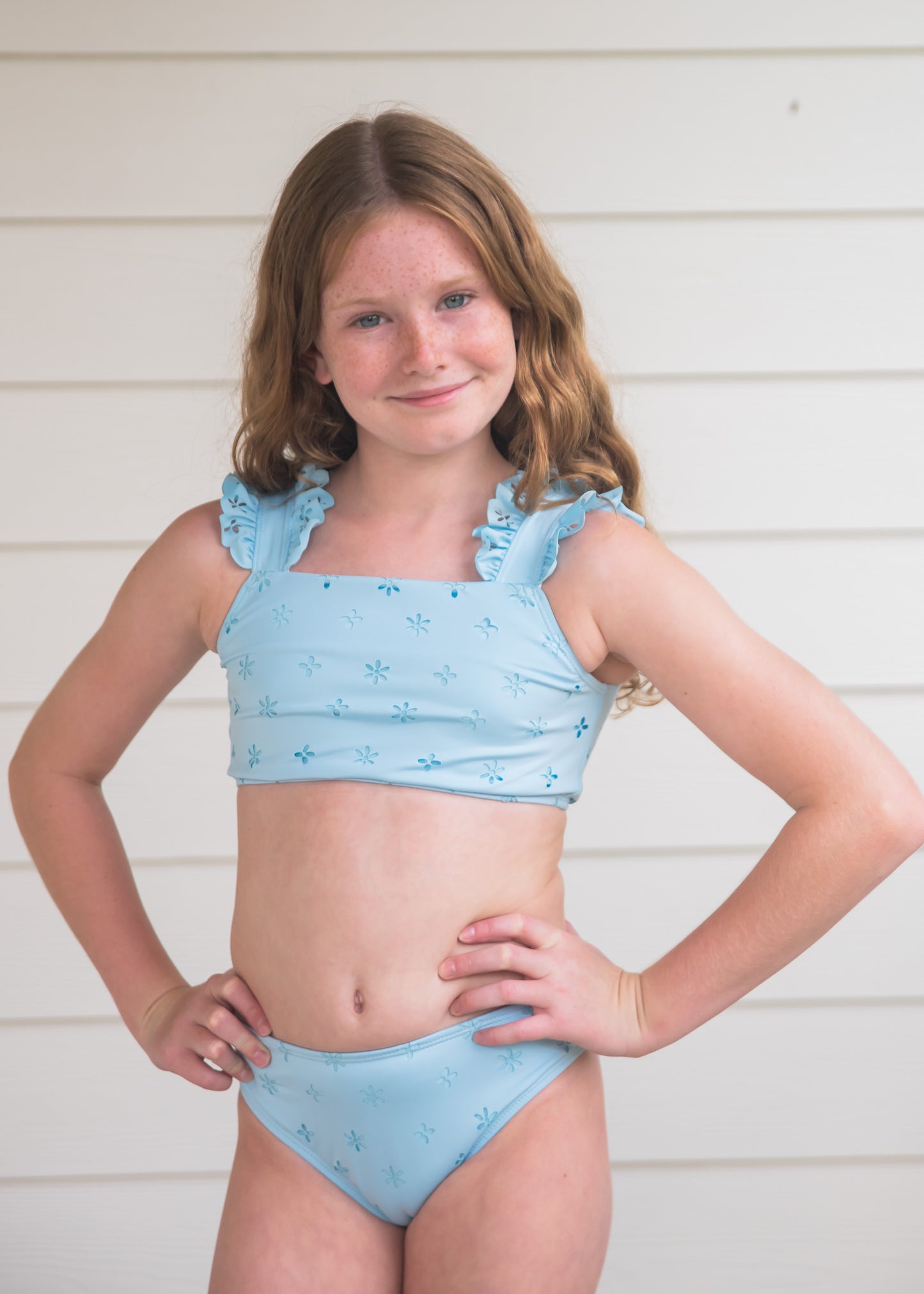 Blue Eyelet Swimsuit