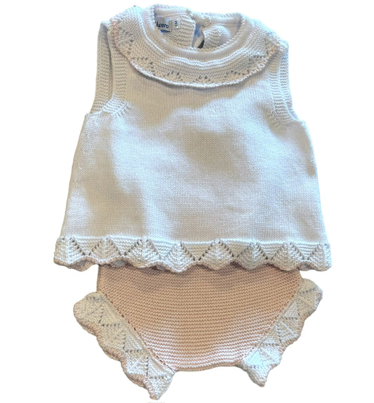 Diaper Set with Tie Back White/Pink