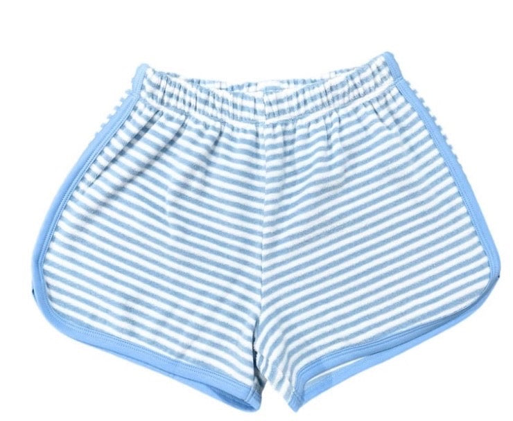 Light Blue Stripe Terrycloth Shorts