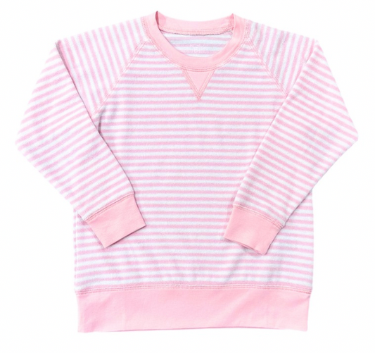 Light Pink Stripe Terrycloth Sweatshirt