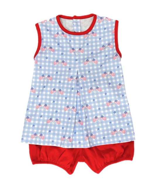 Patriotic Gingham Rory Diaper Set