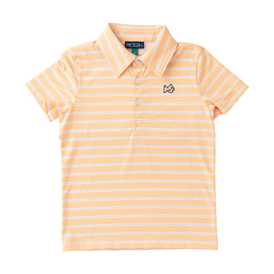 Orange Chiffon Stripe Short Sleeve Pro Performance Polo
