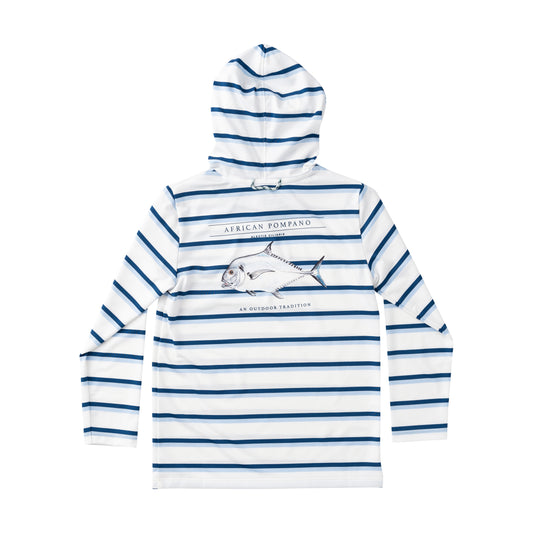 Windsurfer Navy Peony Stripe Pro Performance Hoodie T-Shirt