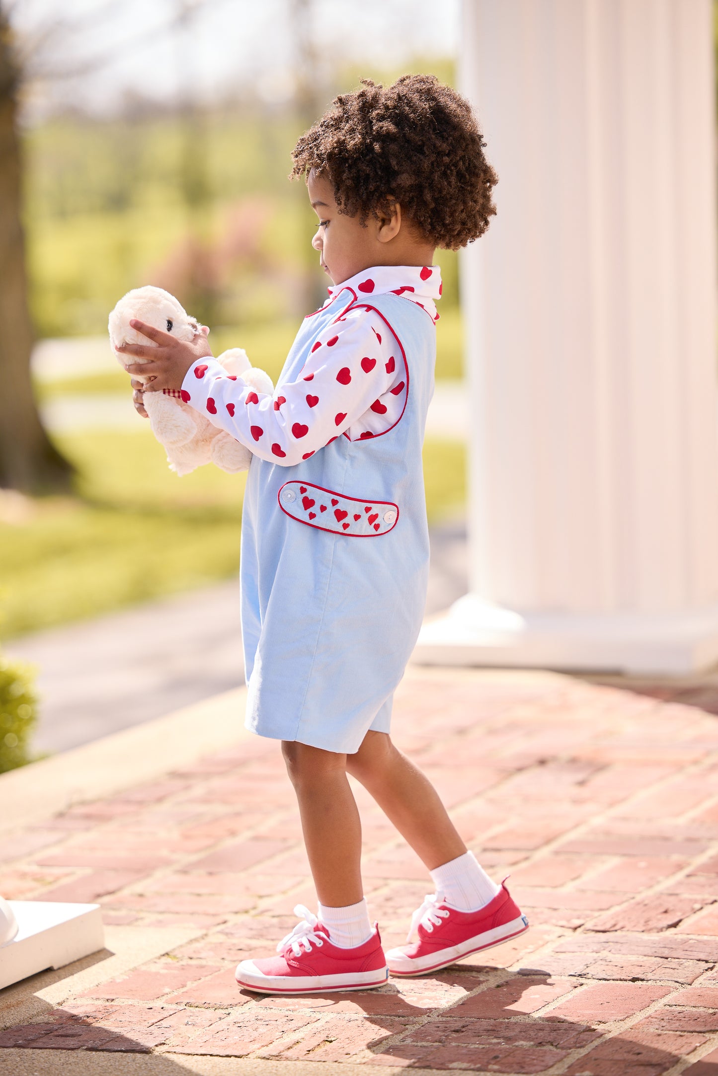 Blue Hearts Reversible Button Tab John John