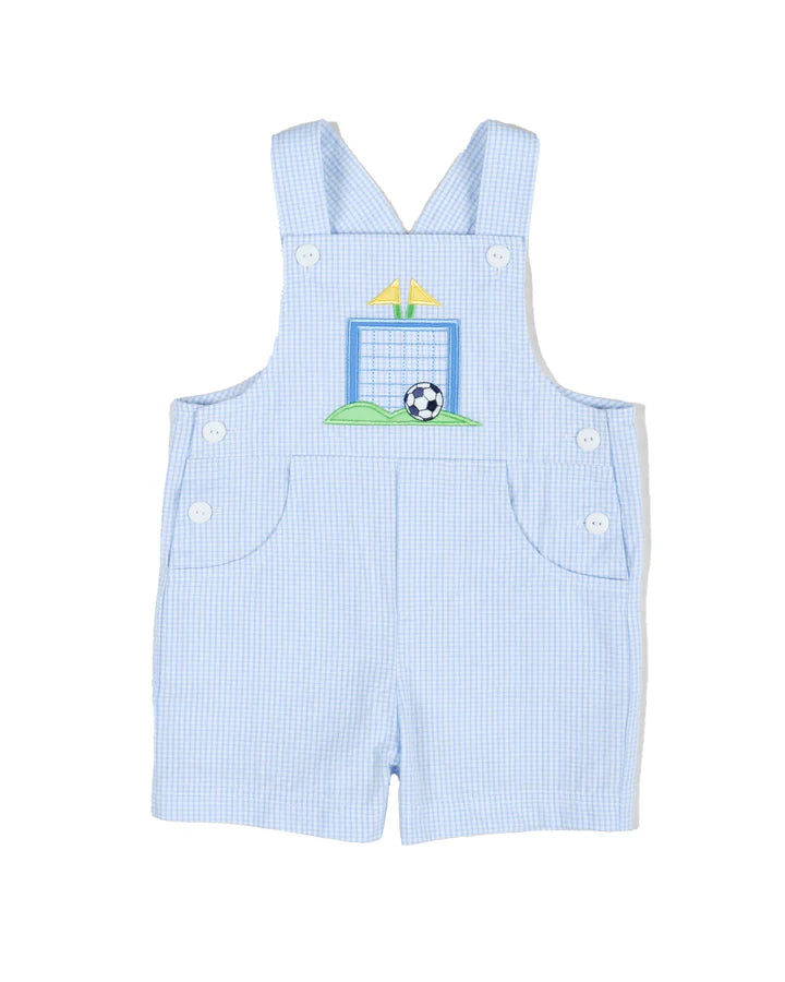 Check Seersucker Shortall With Soccer Goal