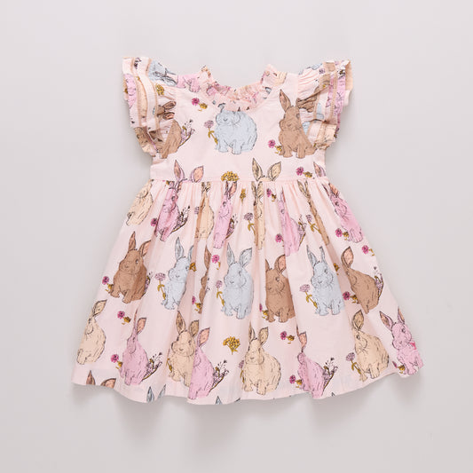 Jennifer Vintage Bunnies Double Ruffle Dress