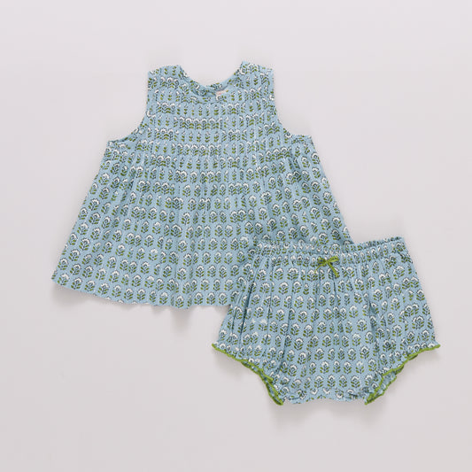 Blue Prairie Block Print Jaipur 2-Piece Set