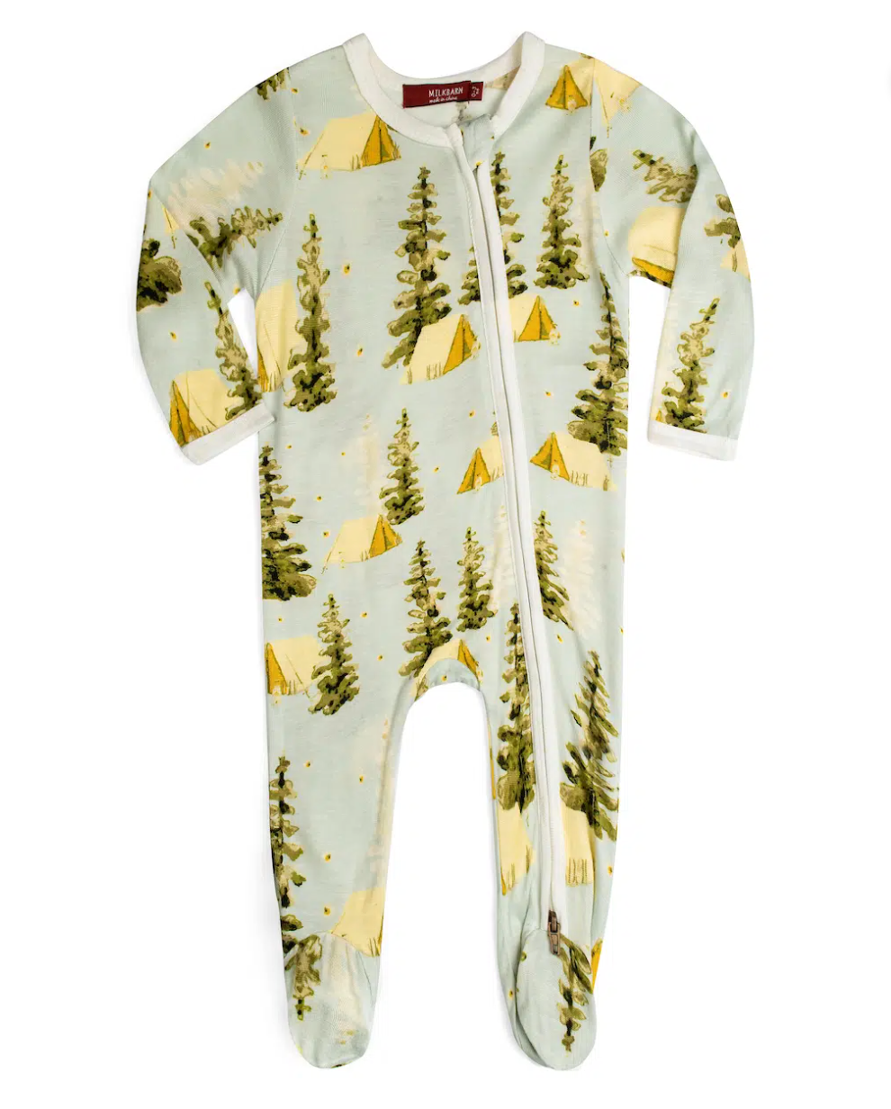 Camping Bamboo Zipper Footed Romper