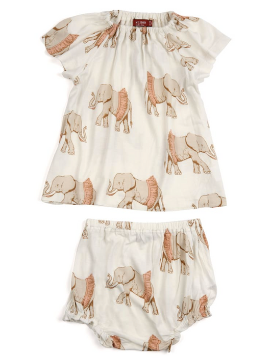 Tutu Elephant Bamboo Dress & Bloomer Set