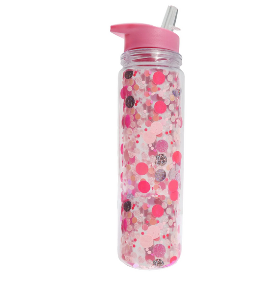 Pink Party Confetti Water Bottle