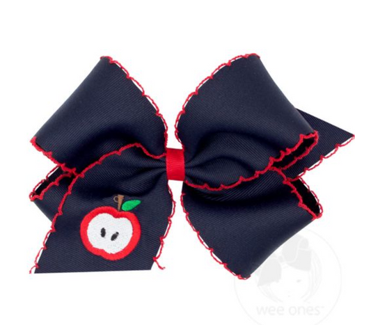 Back To School Apple Moonstitch Bow
