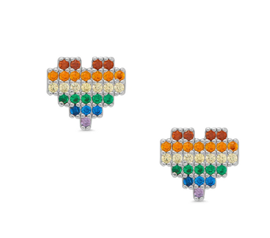 Rainbow Heart Stud Earrings