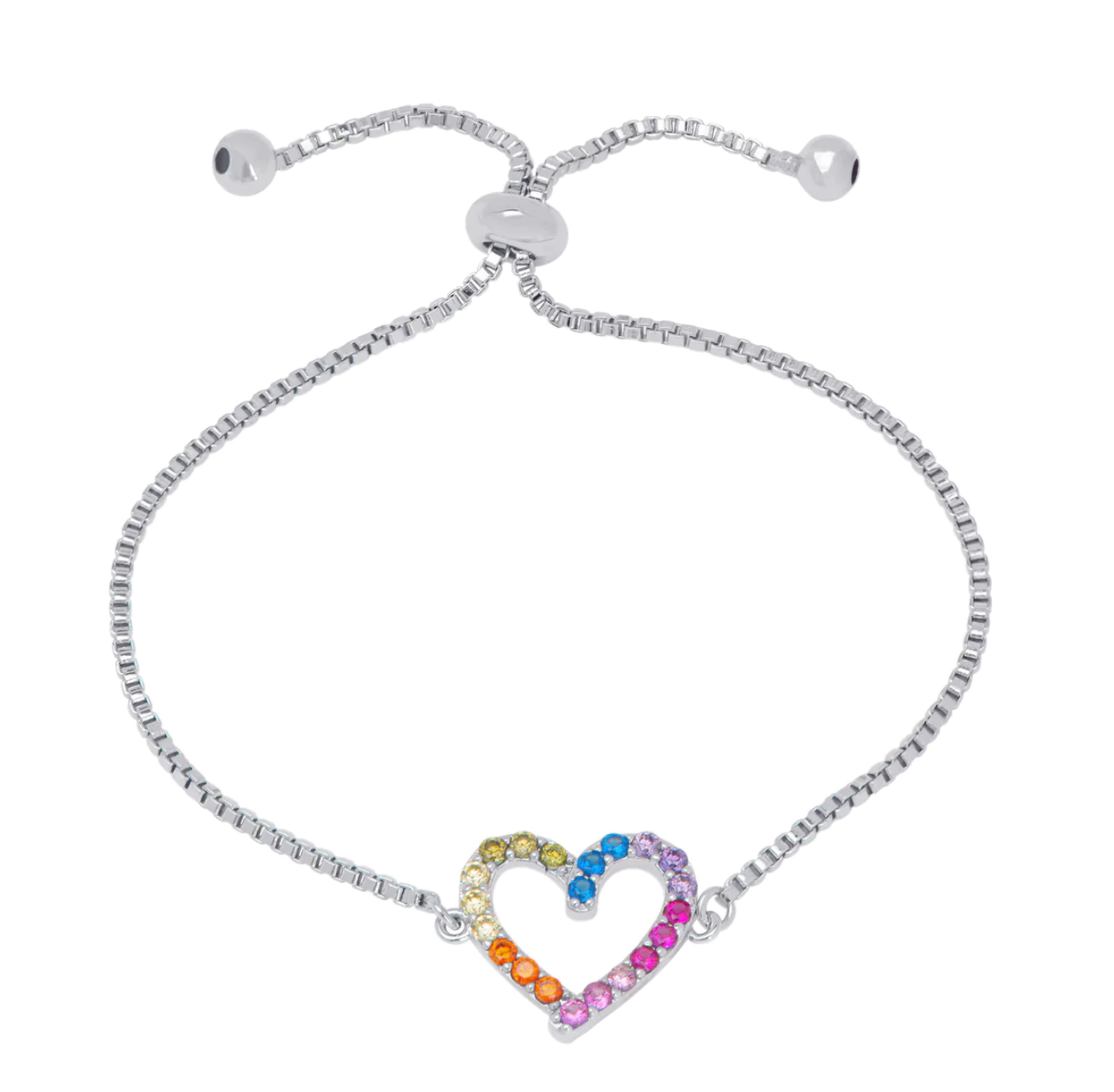 Rainbow Heart Bolo Bracelet