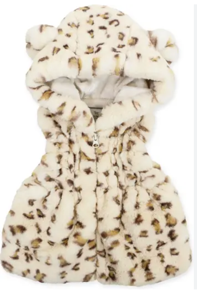 Ruched Ear Vest Cream Leopard