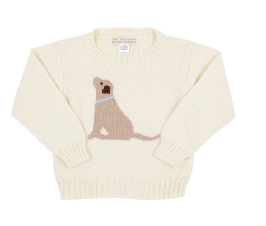 Isaacs Intarsia Sweater Palmetto Pearl With Dog