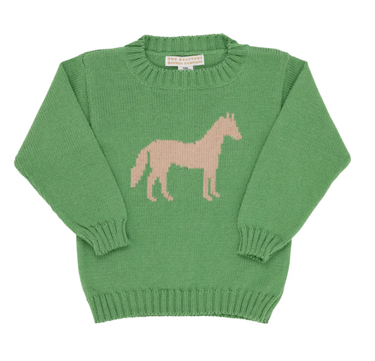 Isaacs Intarsia Sweater Grenada Green With Horse