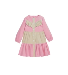 Colorblock Western Dress Pink and Cream