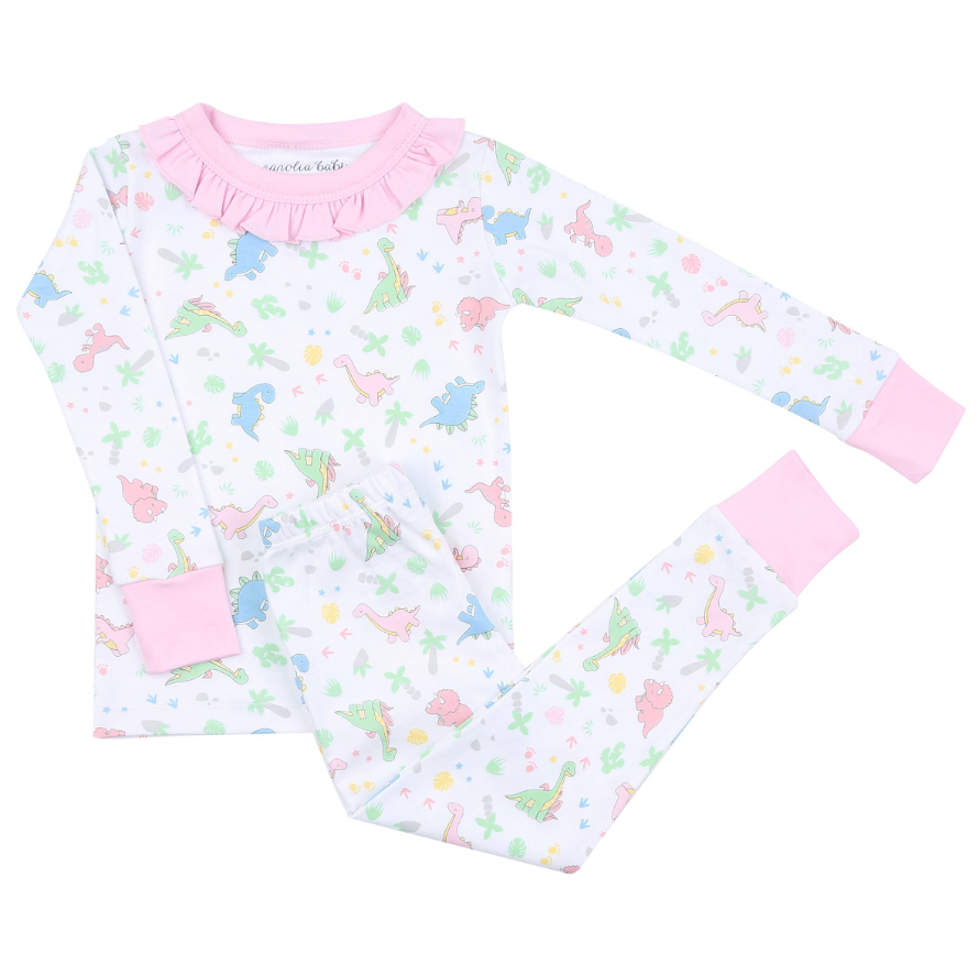 Dinoland Ruffle Long Pajamas- Pink