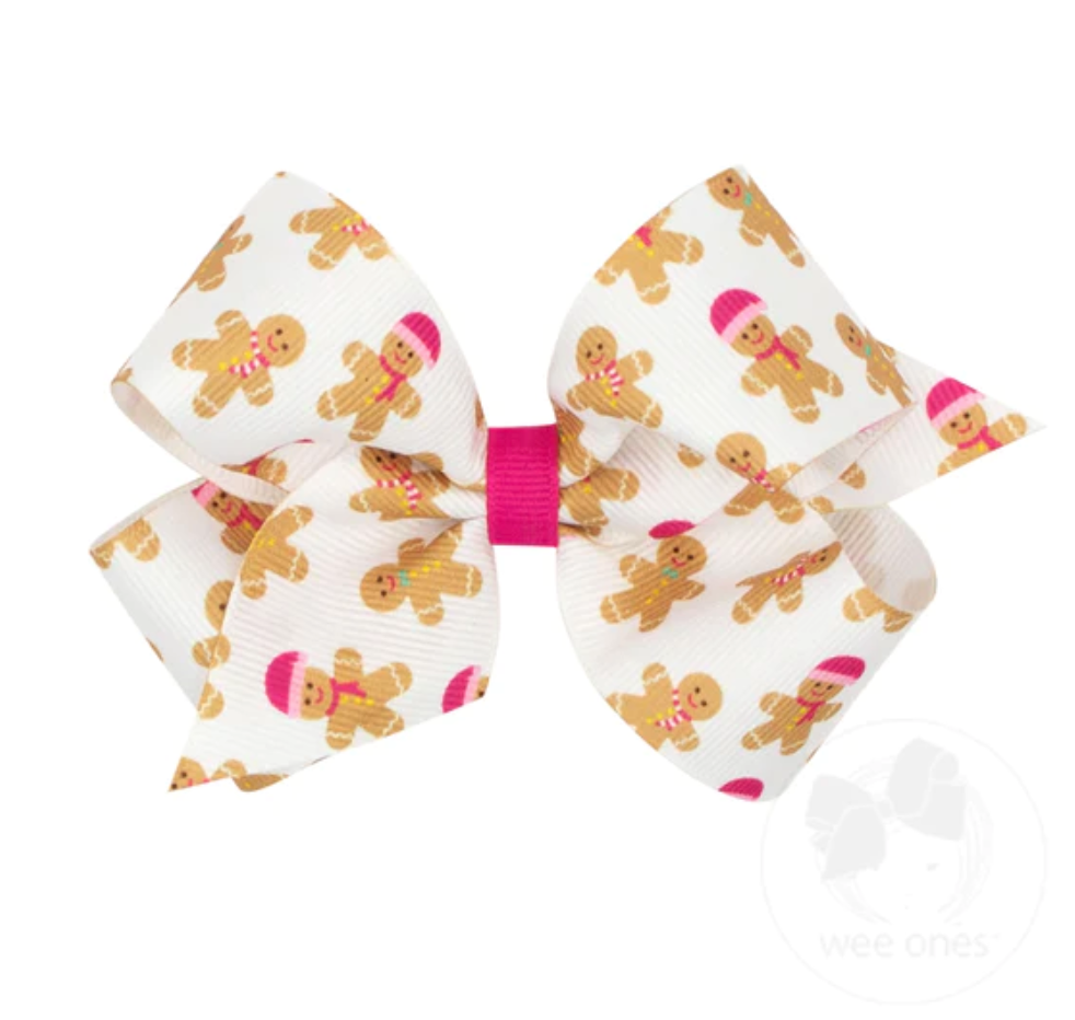 Christmas Holiday Printed Medium Bow