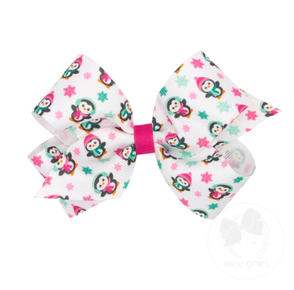 Christmas Holiday Printed Medium Bow