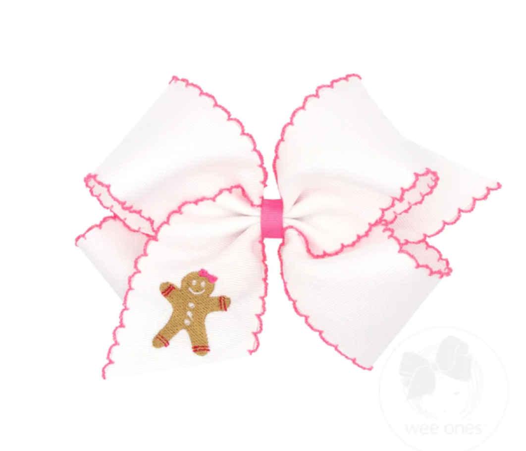 Christmas Pink Embroidered King Bow