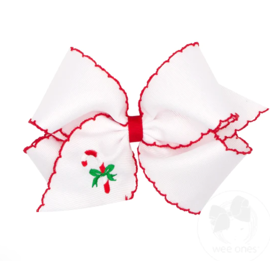 Christmas Holiday Embroidered King Bow